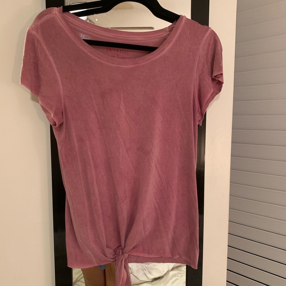 Plum Tie Front Tee